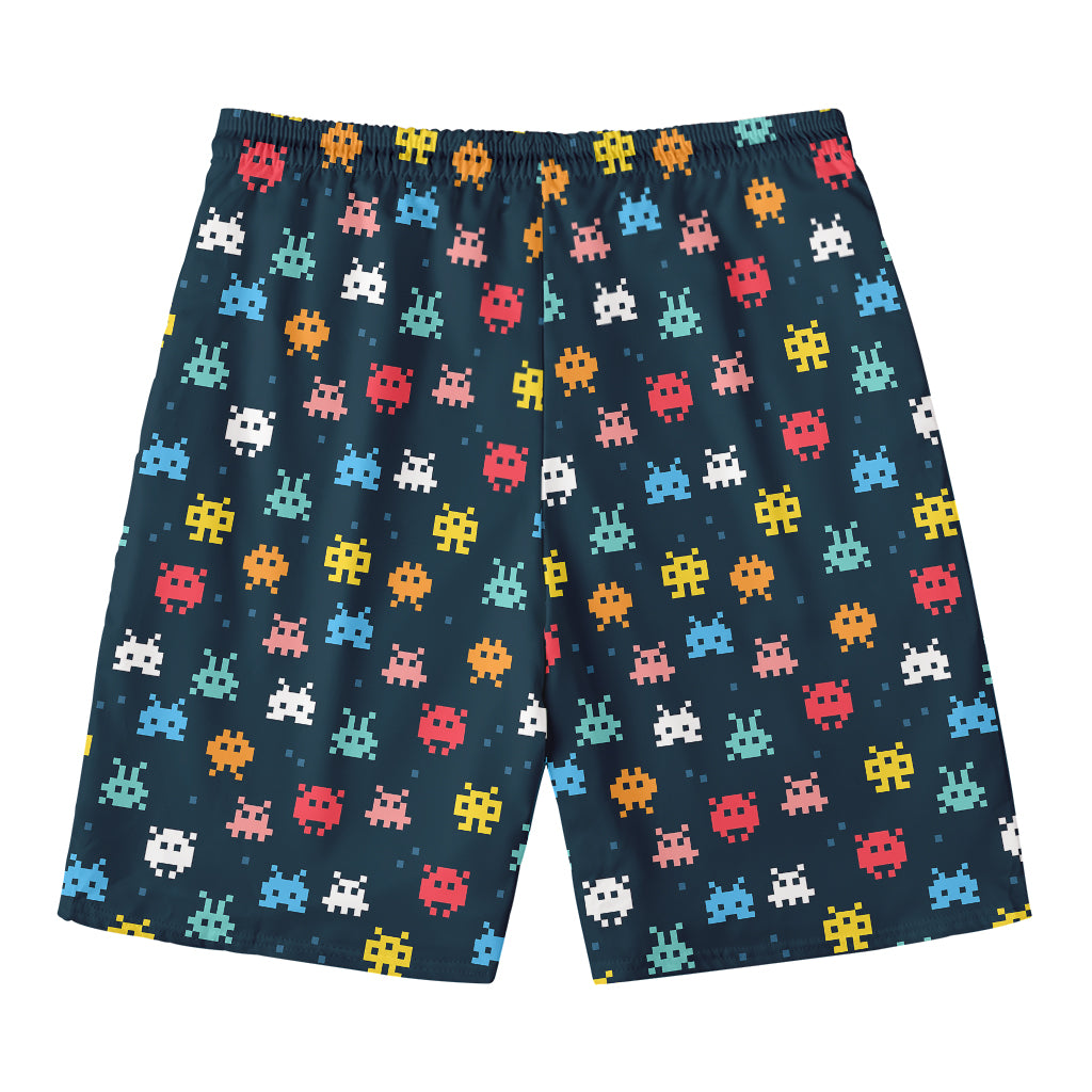 8-Bit Video Game Monsters Pattern Print Men's Swim Trunks
