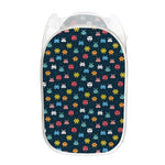 8-Bit Video Game Monsters Pattern Print Mesh Laundry Hamper