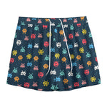 8-Bit Video Game Monsters Pattern Print Mesh Shorts