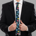 8-Bit Video Game Monsters Pattern Print Necktie