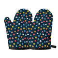 8-Bit Video Game Monsters Pattern Print Oven Mitts