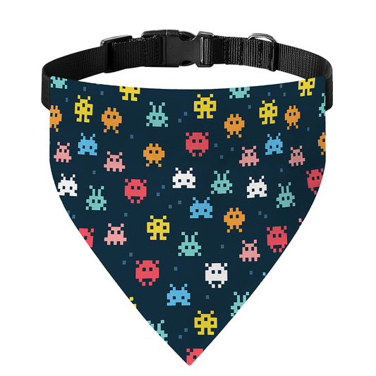 8-Bit Video Game Monsters Pattern Print Over The Collar Dog Bandana