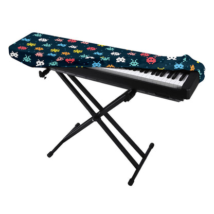 8-Bit Video Game Monsters Pattern Print Piano Keyboard Cover