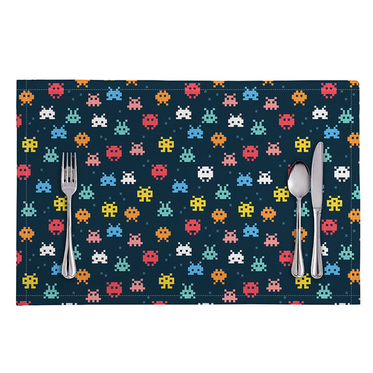 8-Bit Video Game Monsters Pattern Print Placemat