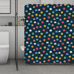 8-Bit Video Game Monsters Pattern Print Polyester Shower Curtain