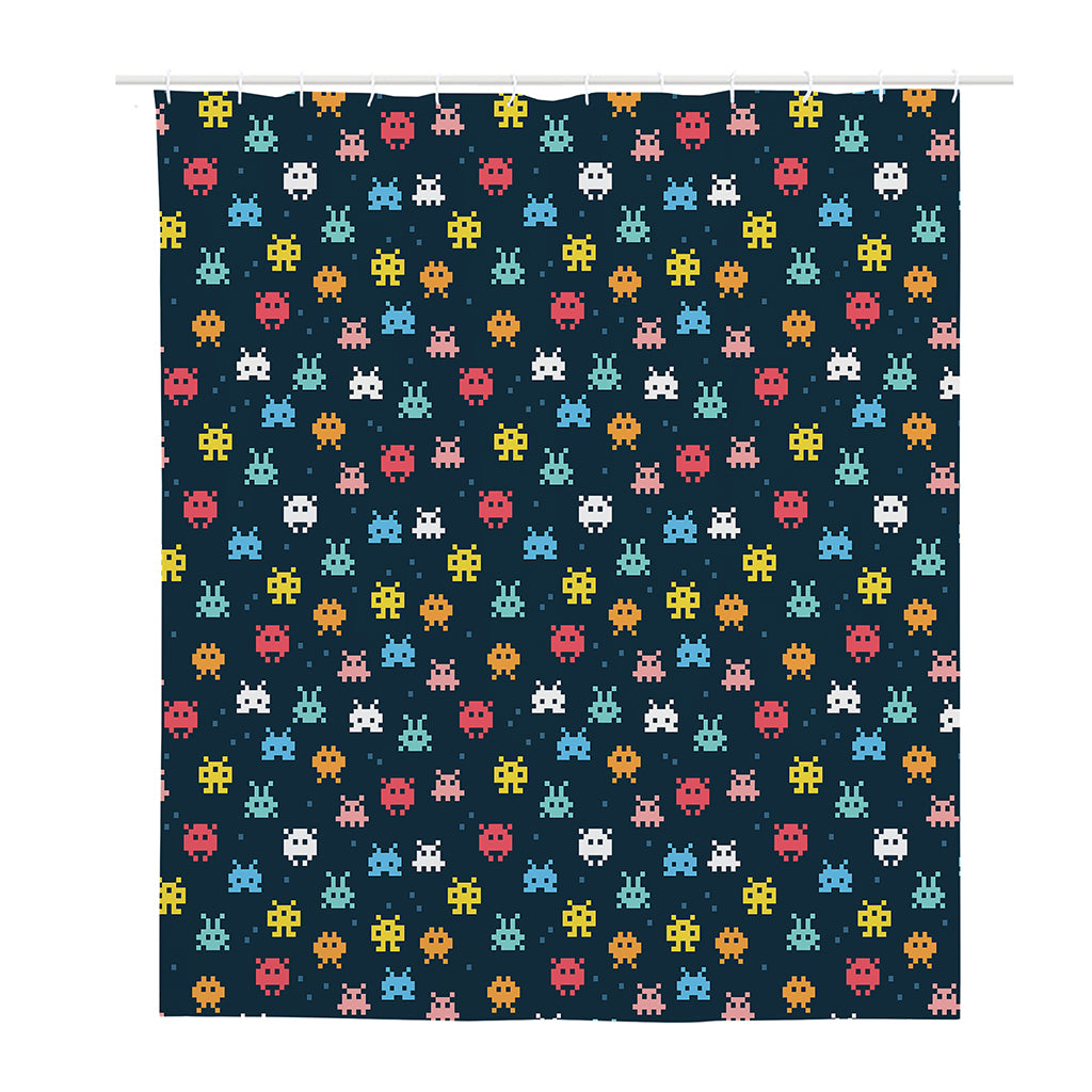 8-Bit Video Game Monsters Pattern Print Polyester Shower Curtain