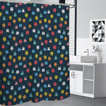 8-Bit Video Game Monsters Pattern Print Premium Shower Curtain