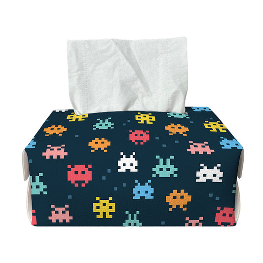 8-Bit Video Game Monsters Pattern Print Rectangle Tissue Box Cover