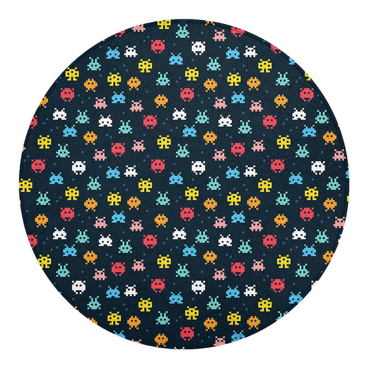 8-Bit Video Game Monsters Pattern Print Round Blanket