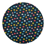 8-Bit Video Game Monsters Pattern Print Round Blanket