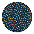 8-Bit Video Game Monsters Pattern Print Round Floor Mat