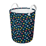 8-Bit Video Game Monsters Pattern Print Round Laundry Basket