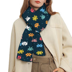 8-Bit Video Game Monsters Pattern Print Scarf