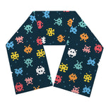 8-Bit Video Game Monsters Pattern Print Scarf