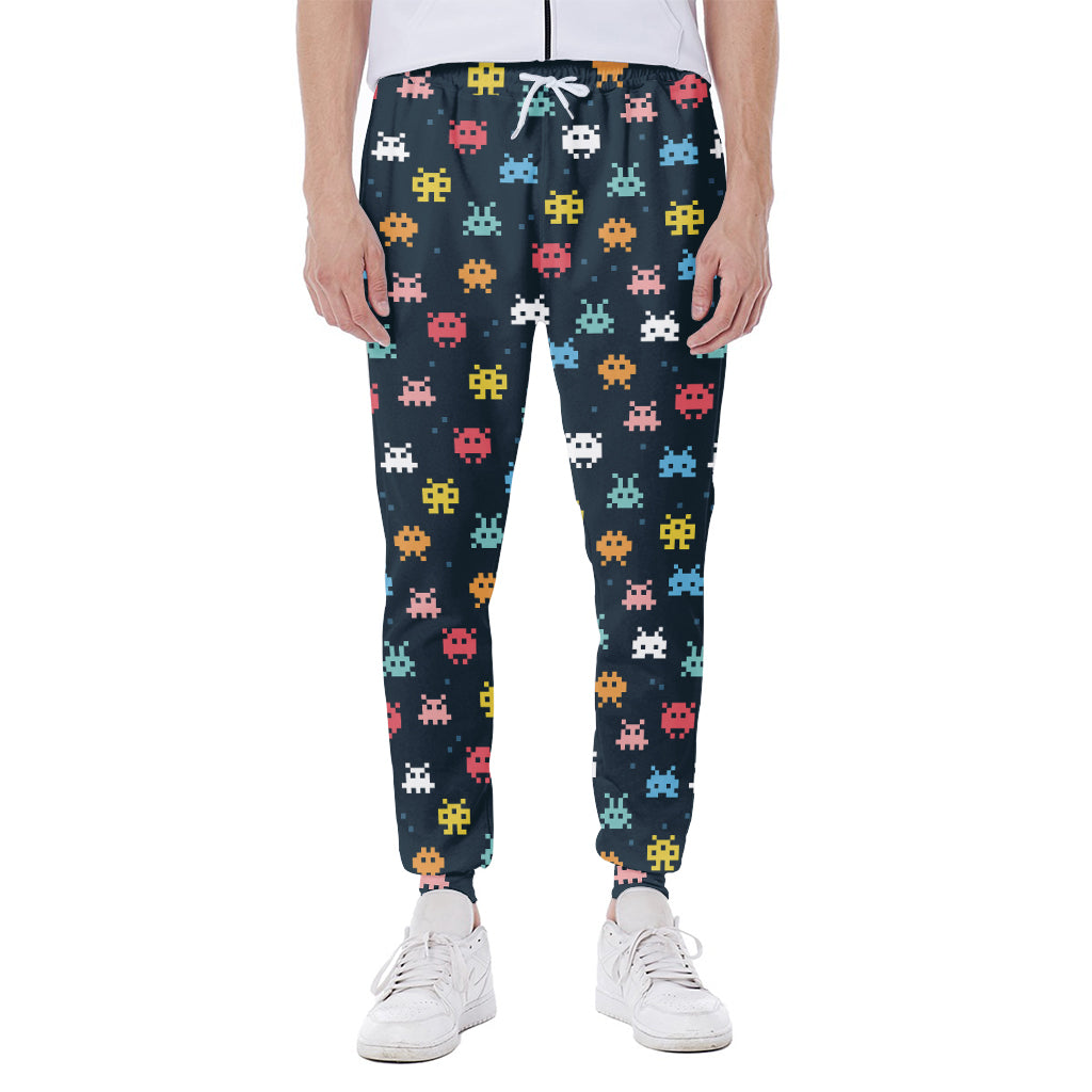 8-Bit Video Game Monsters Pattern Print Scuba Joggers
