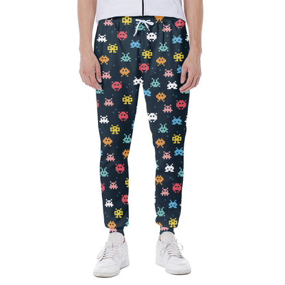 8-Bit Video Game Monsters Pattern Print Scuba Joggers