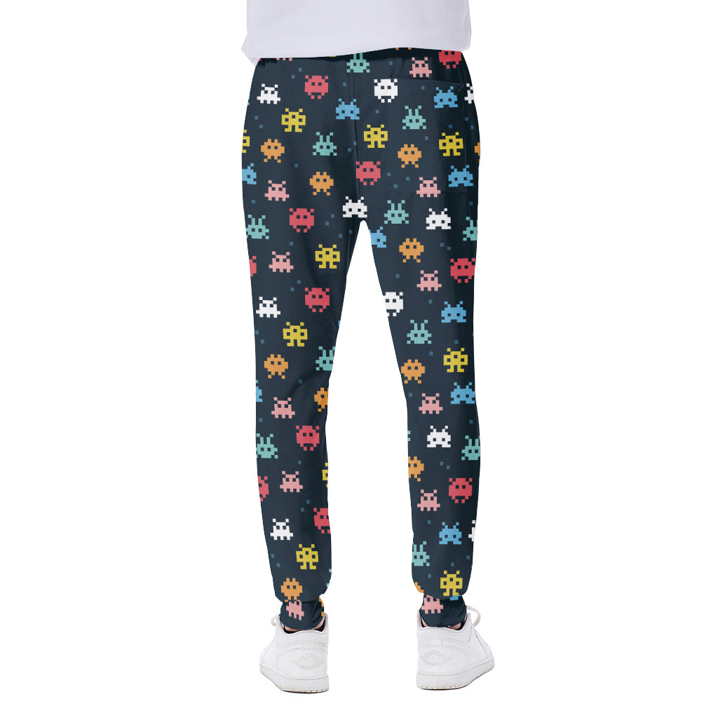 8-Bit Video Game Monsters Pattern Print Scuba Joggers