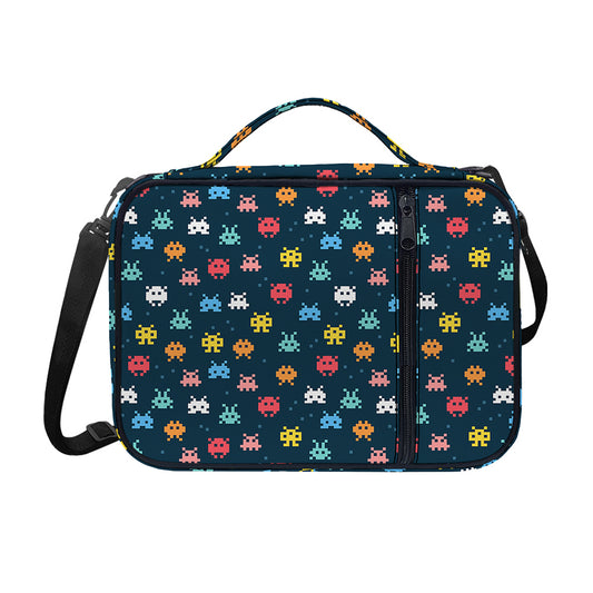 8-Bit Video Game Monsters Pattern Print Shoulder Strap Bible Bag
