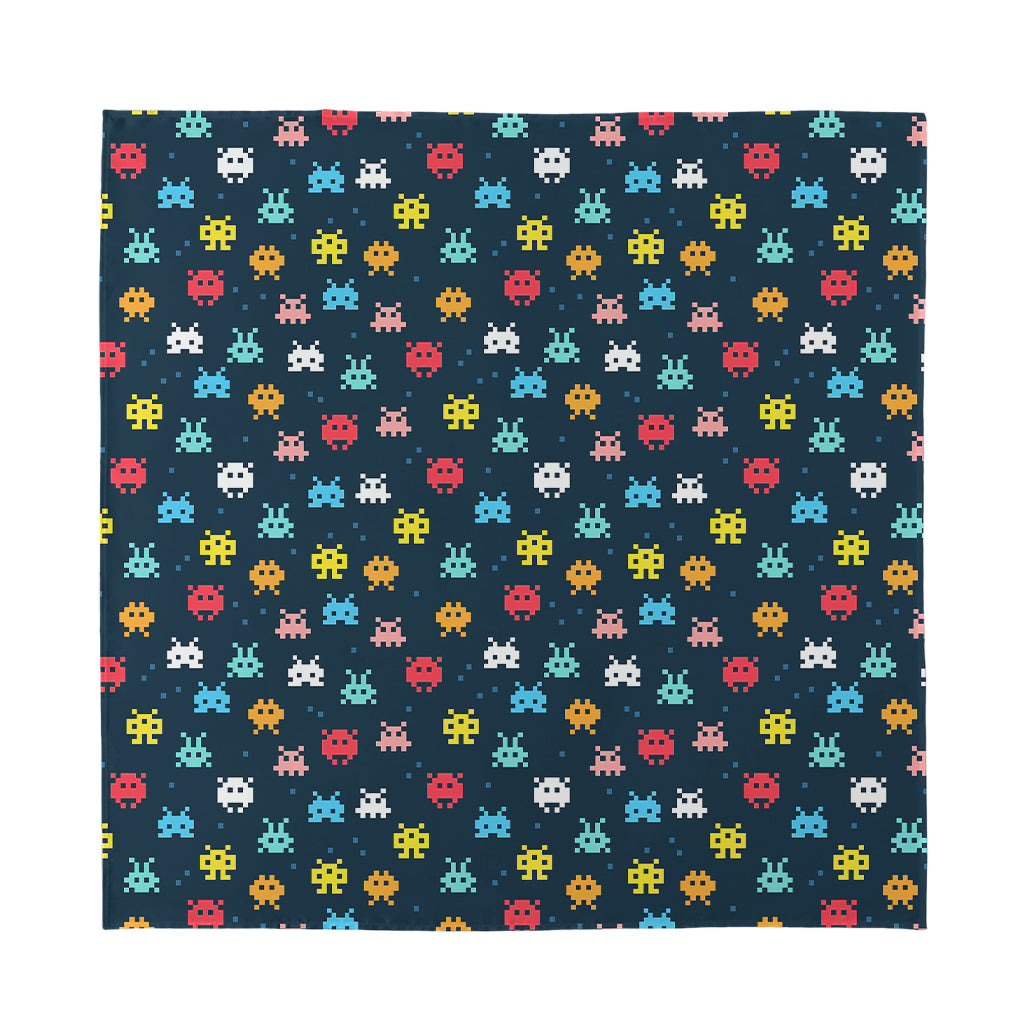 8-Bit Video Game Monsters Pattern Print Silk Bandana