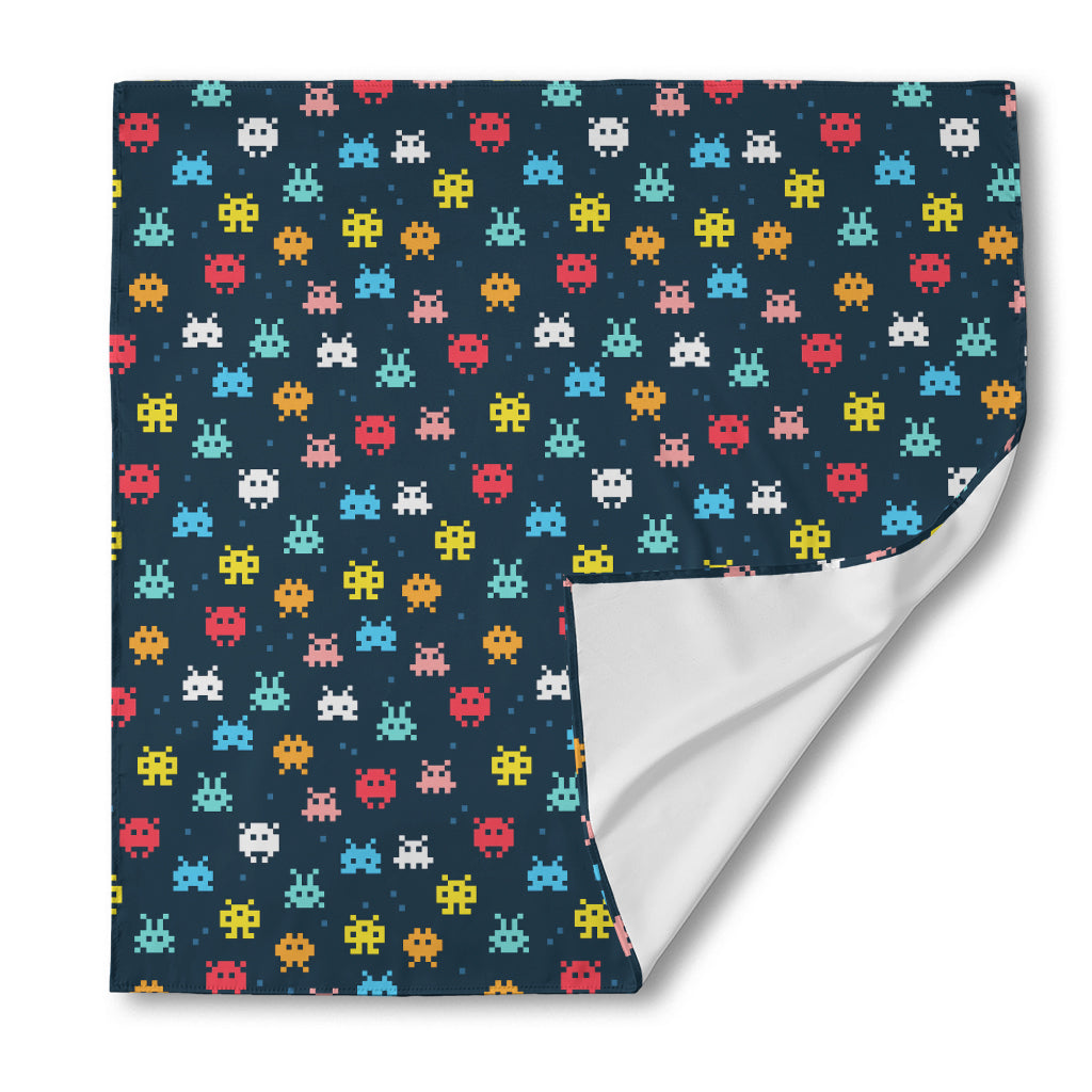 8-Bit Video Game Monsters Pattern Print Silk Bandana