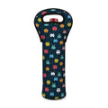 8-Bit Video Game Monsters Pattern Print Single Neoprene Wine Tote