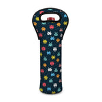 8-Bit Video Game Monsters Pattern Print Single Neoprene Wine Tote