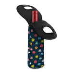 8-Bit Video Game Monsters Pattern Print Single Neoprene Wine Tote