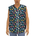 8-Bit Video Game Monsters Pattern Print Sleeveless Baseball Jersey