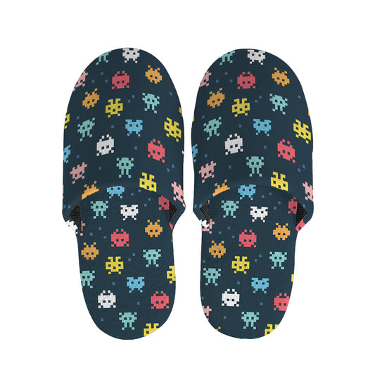 8-Bit Video Game Monsters Pattern Print Slippers