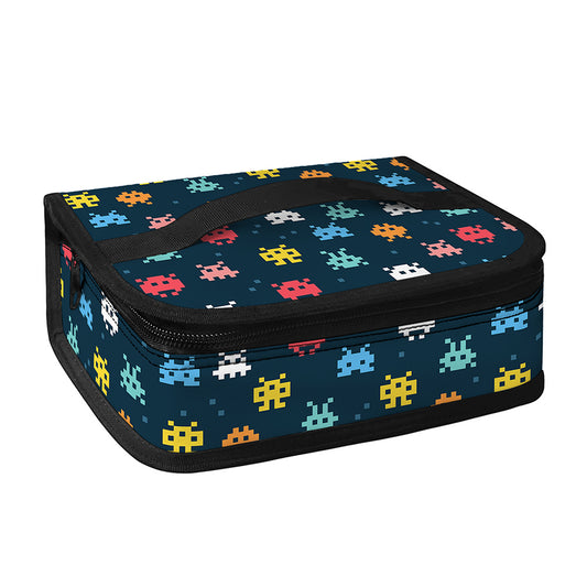8-Bit Video Game Monsters Pattern Print Small Lunch Bag