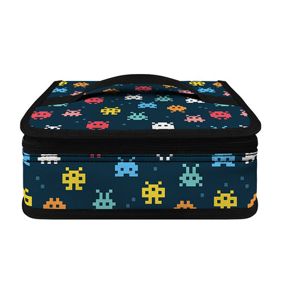 8-Bit Video Game Monsters Pattern Print Small Lunch Bag