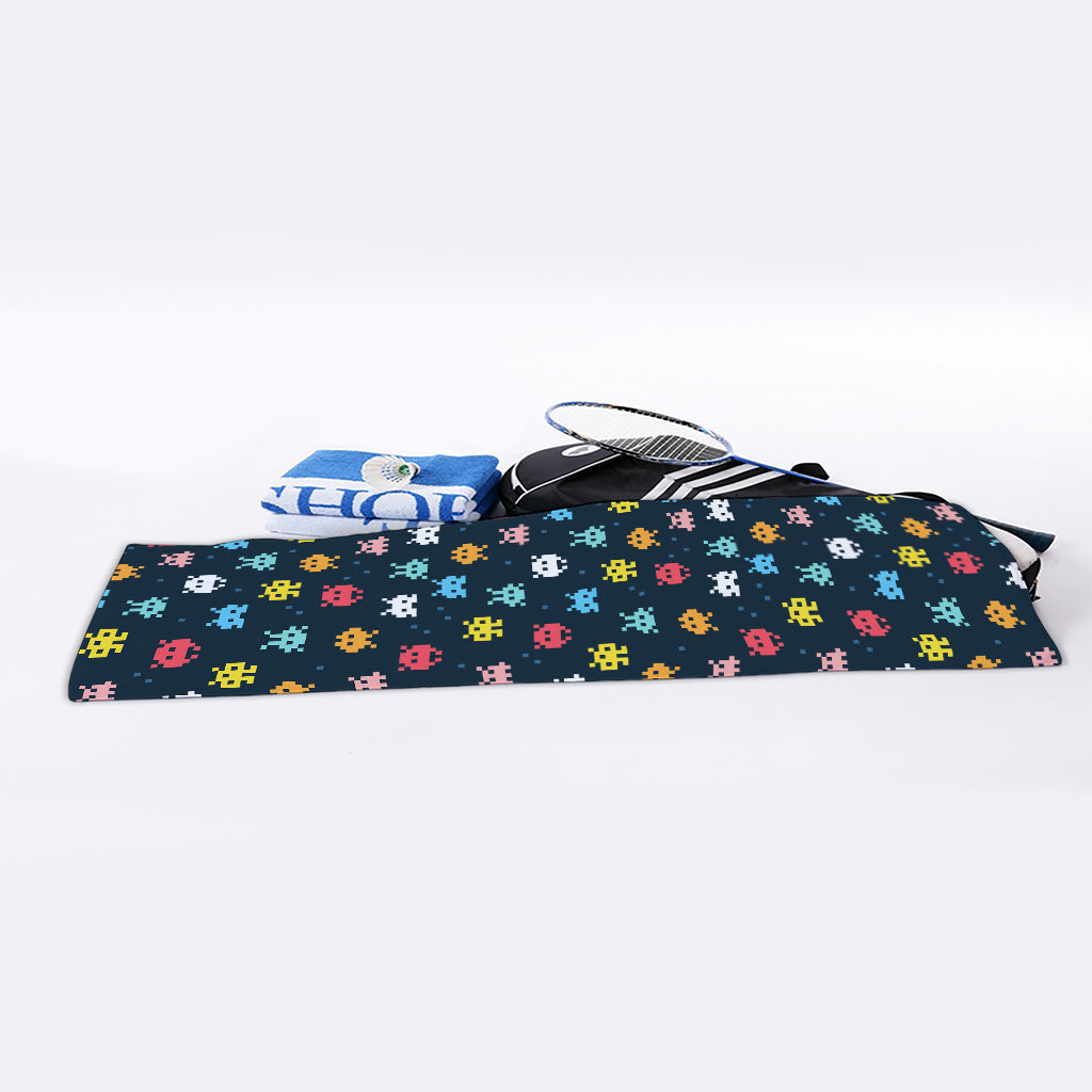 8-Bit Video Game Monsters Pattern Print Sports Towel