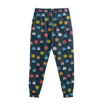 8-Bit Video Game Monsters Pattern Print Sweatpants