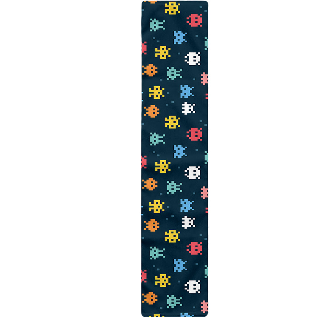 8-Bit Video Game Monsters Pattern Print Table Runner