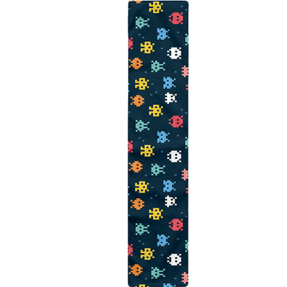 8-Bit Video Game Monsters Pattern Print Table Runner
