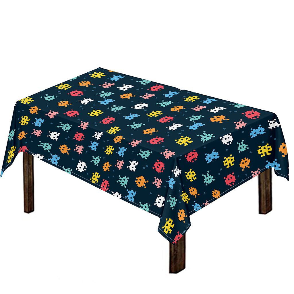 8-Bit Video Game Monsters Pattern Print Tablecloth