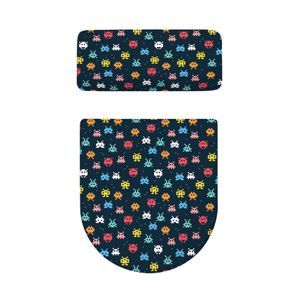 8-Bit Video Game Monsters Pattern Print Toilet Lid And Tank Cover Set