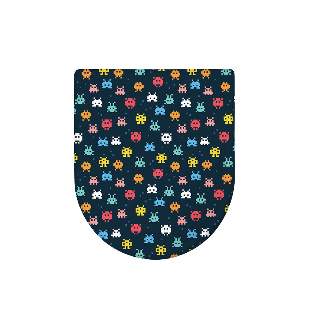 8-Bit Video Game Monsters Pattern Print Toilet Lid Cover