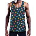 8-Bit Video Game Monsters Pattern Print Men's Workout Tank Top