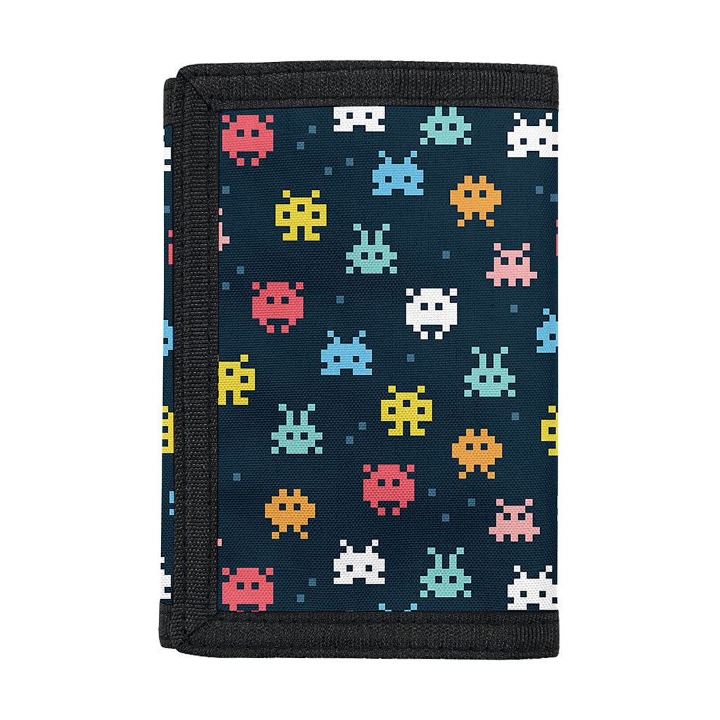 8-Bit Video Game Monsters Pattern Print Trifold Wallet