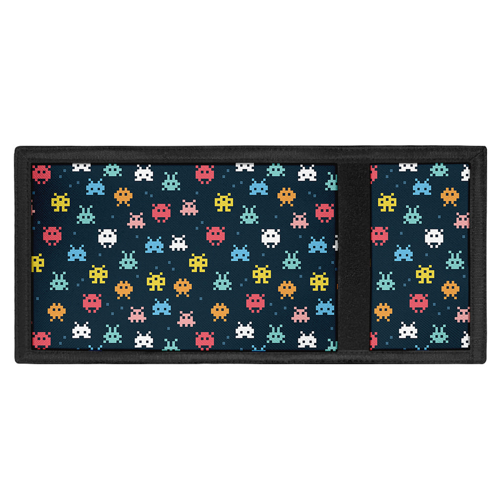 8-Bit Video Game Monsters Pattern Print Trifold Wallet