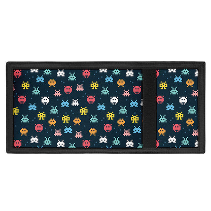 8-Bit Video Game Monsters Pattern Print Trifold Wallet