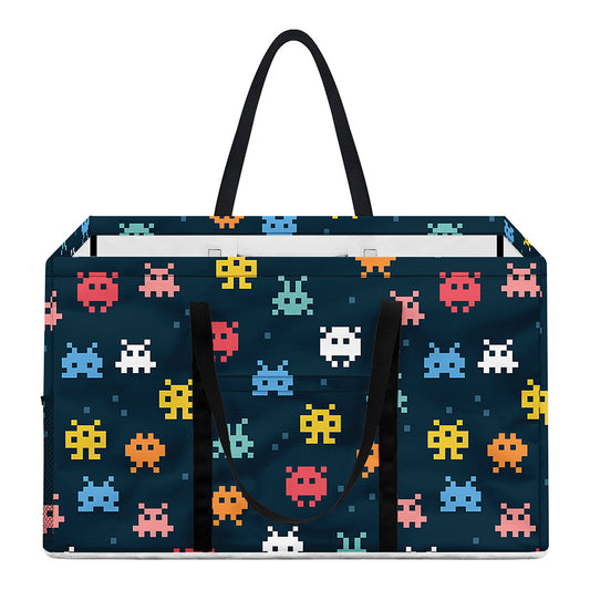 8-Bit Video Game Monsters Pattern Print Utility Tote Bag