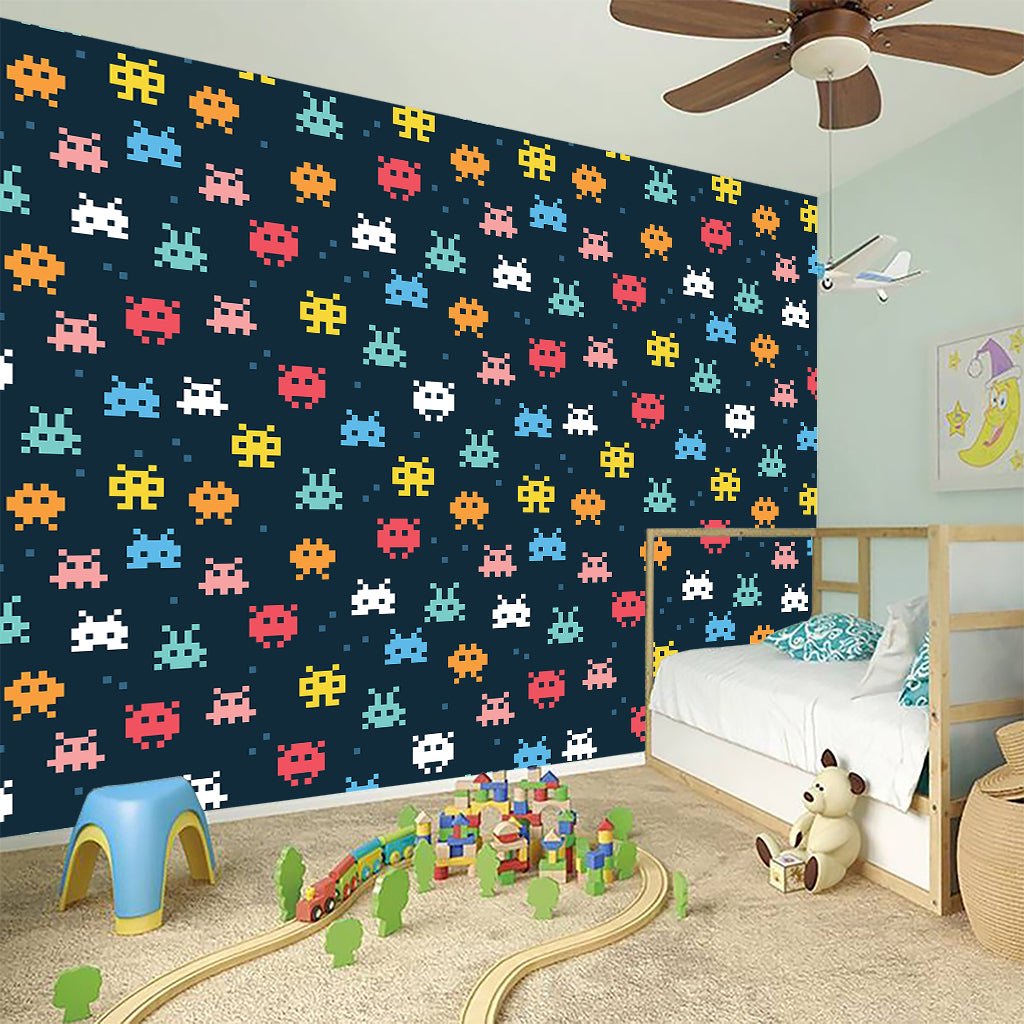 8-Bit Video Game Monsters Pattern Print Wall Sticker