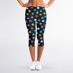 8-Bit Video Game Monsters Pattern Print Women's Capri Leggings