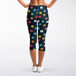8-Bit Video Game Monsters Pattern Print Women's Capri Leggings