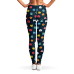 8-Bit Video Game Monsters Pattern Print Women's Leggings