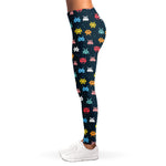 8-Bit Video Game Monsters Pattern Print Women's Leggings