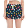 8-Bit Video Game Monsters Pattern Print Women's Split Running Shorts