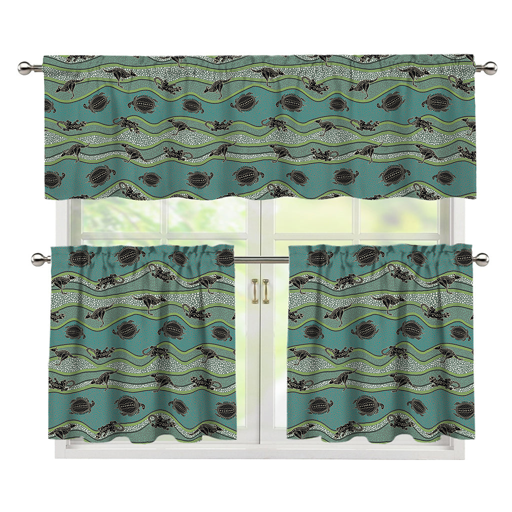Aboriginal Animals Pattern Print 3 Piece Kitchen Curtains